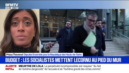"On est dans cette volonté d'assurer la stabilité du pays (...) pour permettre d'offrir au pays un budget au 31 décembre", déclare Prisca Thevenot (EPR)
