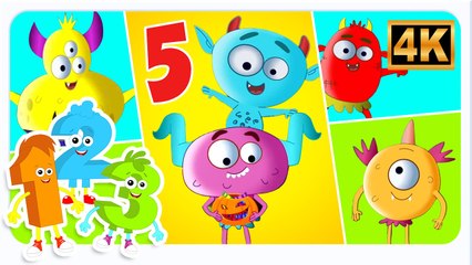 Five Little Monsters | Oh My Genius | Nursery Rhymes & Kids Songs in 4K UHD