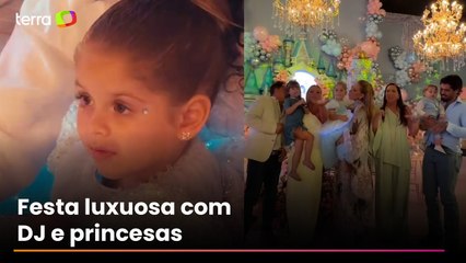Maria Flor, filha de Virginia, ganha festa luxuosa com lustres de cristal e carruagem de princesa