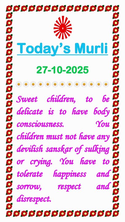 🇲🇰 Essence of Murli 27 October 2025 English in Male Voice| #brahmakumaris #madhuban #shantivan