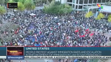 United States, people protest against immigration raids in San Francisco
