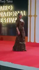 فتاة احلام كل الاجيال ليلي علوي تبهر الجميع بفستان ذهبي لامع في مهرجان القاهرة