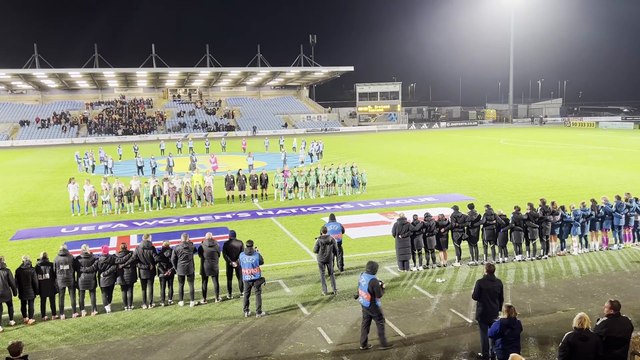 National anthem ahead of UEFA Women's Nations League play-off between Northern Ireland and Iceland in Ballymena
