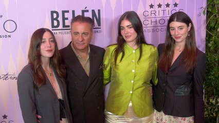 Andy Garcia and his daughters attend the "5th Annual Celebration of Latino Cinema & Television" purple carpet