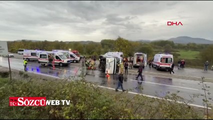 Bartın'da işçi servisi devrildi: 1 ölü, 19 yaralı