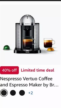 Nespresso Vertuo Coffee and Espresso Maker by Breville, Chrome