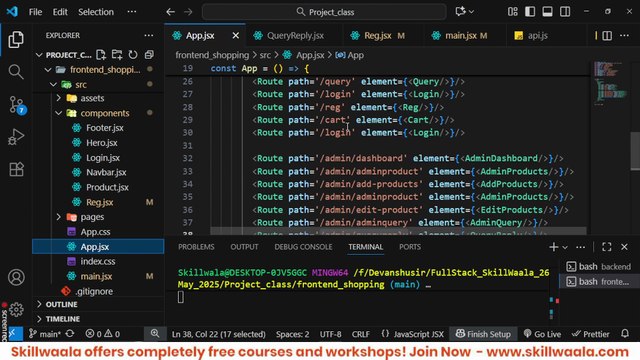 📖 Today’s Class: Building Complete Registration & Login (Frontend + Backend) 📅 Skillwaala’s Free Full Stack Web Development Course