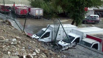 İstanbul'da facianın eşiğinden dönüldü; fabrikanın istinat duvarı çöktü