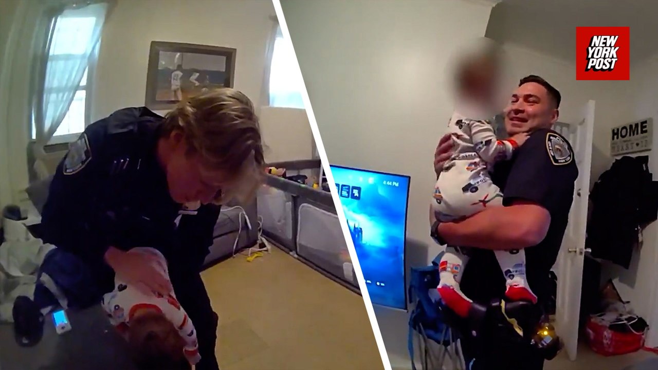 Moment Queens cops save 10-month-old boy who wa...