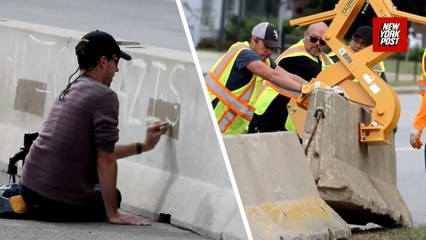 Workers spotted installing concrete barricades outside Broadview ICE detention facility