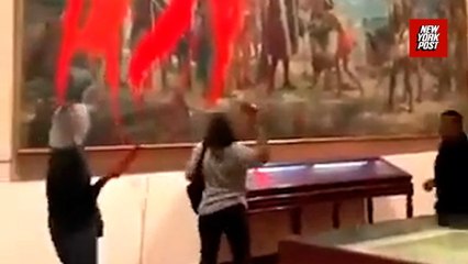Activists vandalize Christopher Columbus painting