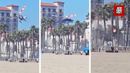 Helicopter spirals out of control in terrifying scene on Hunting Beach