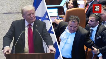 Israeli lawmaker ejected after interrupting Trump's address to parliament