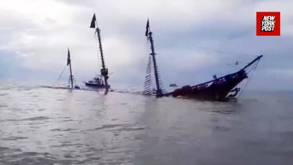 Iconic replica of Christopher Columbus ship sinks off coast of Mexican resort town