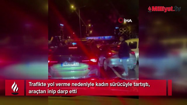Yol verme kavgasında kadın sürücünün önüne kesti, çocuğunun yanında dövdü