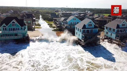 Wild video shows tidal surge swallowing homes as Hurricane Erin slams Outer Banks