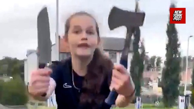 Scottish girl flashes knife and axe in viral video: Here's what we know