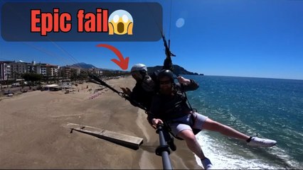 Gentleman's paragliding adventure ends with comical chaos on the landing strip