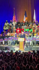 Zohran Mamdani, Bernie Sanders y AOC, en Queens, el 26 de octubre de 2025.