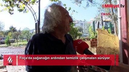 Selin etkilediği Foça'da temizlik çalışmaları sürüyor