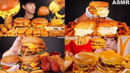 ASMR MUKBANG| CHEESEBURGER, FRIES | ASMR EATING COMPILATION