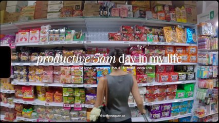 introvert diaries ☀️ 5AM productive day in my life, morning routine, grocery shopping _ cooking