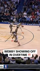 Victoire au couteau pour les San Antonio Spurs qui s’imposent 120-116 en prolongation face aux New Orleans Pelicans ! 🔥Victor Wembanyama a sorti une prestation de haut vol : 29 points, 11 rebonds et 9 contres