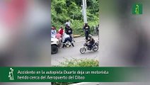 Accidente en la autopista Duarte deja un motorista herido cerca del Aeropuerto del Cibao