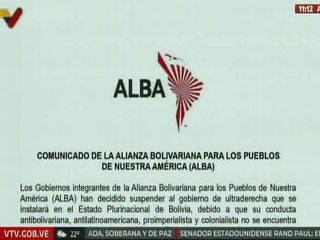 ALBA-TCP suspende al gobierno de ultraderecha que se instalará en el Estado Plurinacional de Bolivia