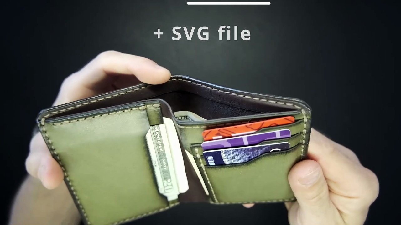 Handmade Leather Bifold Wallet Pattern PDF Card Holder Template Cash Wallet