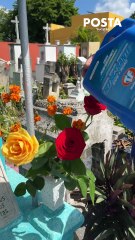 Limpieza de tumbas en el cementerio general de Mérida