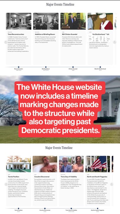 The White House website was updated to contain an inconsistent "Major Events Timeline."