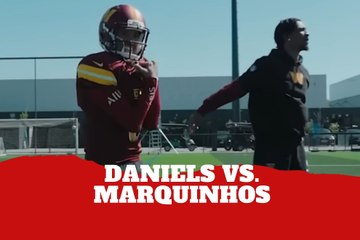 Marquinhos absolutely fails as a wide receiver for Commanders quarterback Jayden Daniels