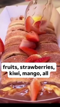Pastry dessert roll with fruits inside 🍓🥭🍰 Sweet, simple, and café-worthy — a viral dessert business idea that’s impossible to resist! Credit: multiple creators credited in-video under fair use for commentary and education Reacts | DIY videos | crafts