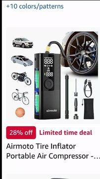 Airmoto Tire Inflator Portable Air Compressor - Air Pump For Car Tires with Digital Pressure