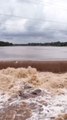 Aerial footage shows dramatic rise in river before Texas floods