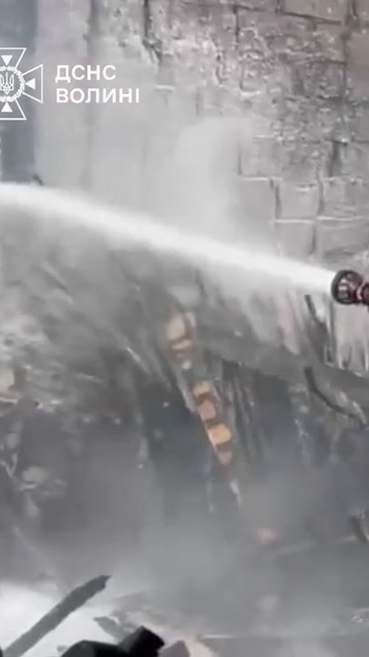 Firefighters battle flames in Ukraine after large-scale Russian offensive