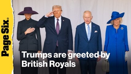 Donald and Melania Trump are greeted by British Royals in a Windsor Castle Arrival Ceremony