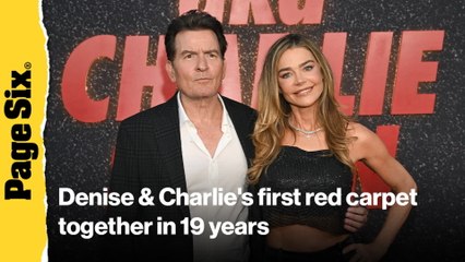 Denise Richards and ex-husband Charlie Sheen hug in first joint red carpet appearance in 19 years