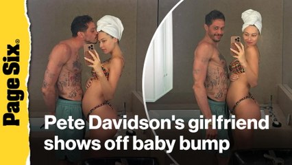 Pete Davidson's pregnant girlfriend, Elsie Hewitt, shows off growing baby bump in adorable vacation snaps