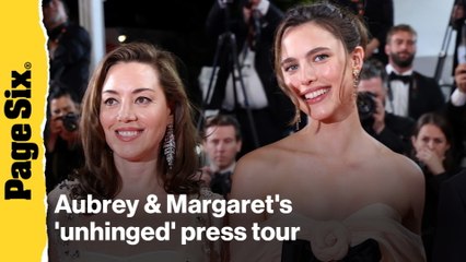Watch Aubrey Plaza, Margaret Qualley's unhinged 'Honey Don't!' press tour