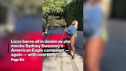 Lizzo bares all in denim as she mocks Sydney Sweeney's American Eagle campaign — again — with new song