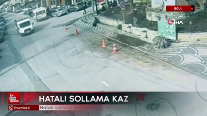 Bolu'da hatalı sollama yapan motosiklete otomobil çarptı
