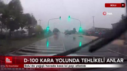 Bolu’da yağışlı havada kaza kıl payı atlatıldı