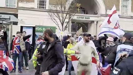 British Unity March protestors chanting to counter protestors from Exeter is for Everyone, video Alan Quick IMG_6419