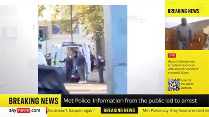 Footage shows the moment Hadush Kebatu was taken into a police van after his arrest in Finsbury Park