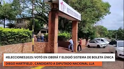 Votó en Oberá y elogió sistema de boleta única Diego Hartfield , candidato a diputado nacional LLA