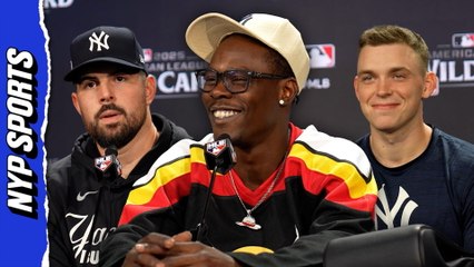 Jazz Chisholm Jr. Ben Rice & Carlos Rodon after Yankees force a win or go home Game 3