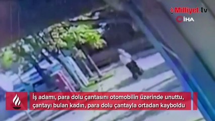 Para dolu çantayı arabanın üstünde unuttu