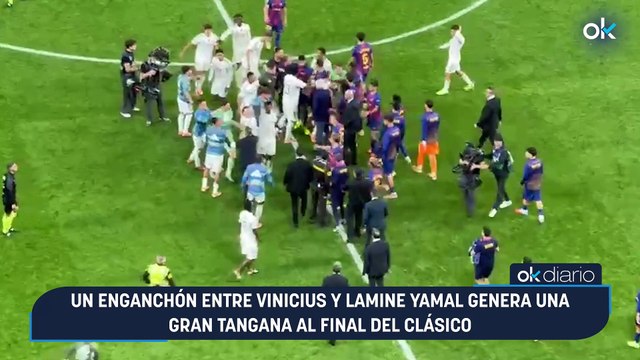 Un enganchón entre Vinicius y Lamine Yamal genera una gran tangana al final del Clásico